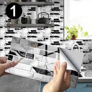 Self Adhesive Tile Stickers for Floor Kitchen Bathroom Peel and Stick Tile Vinyl Stickers Wall Murals Removable Tiles Decals (20cm x 10cm)