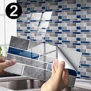 Self Adhesive Tile Stickers for Floor Kitchen Bathroom Peel and Stick Tile Vinyl Stickers Wall Murals Removable Tiles Decals (20cm x 10cm)
