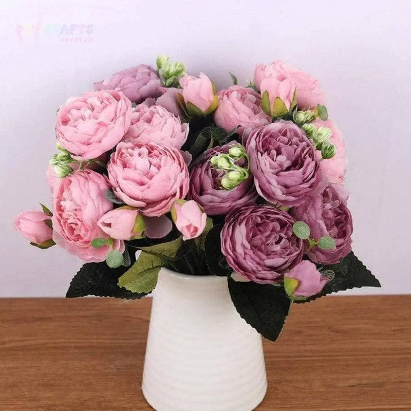 Silk rose peony bouquet artificial flowers for wreaths floral decor