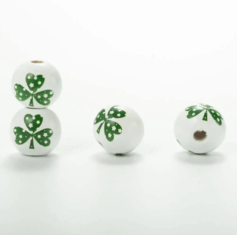White Beads Green Round Bead Irish Festival Shamrock Patterns St. Patrick's Day Accessories DIY Jewelry Making