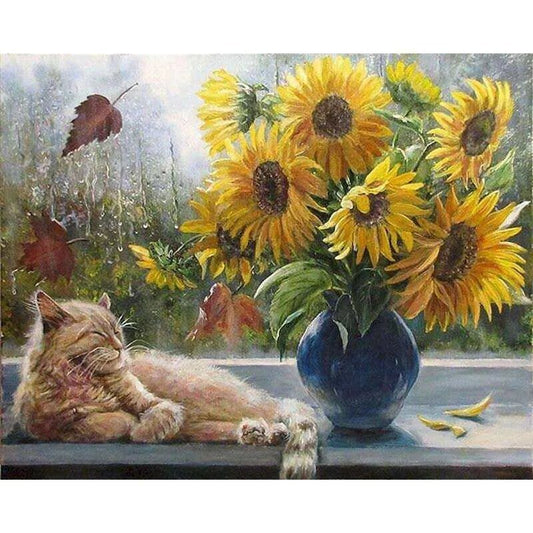 Sunflower Painting Farm Landscape Paint By Number Kit - 40cm x 50cm - DiyCraftsProject