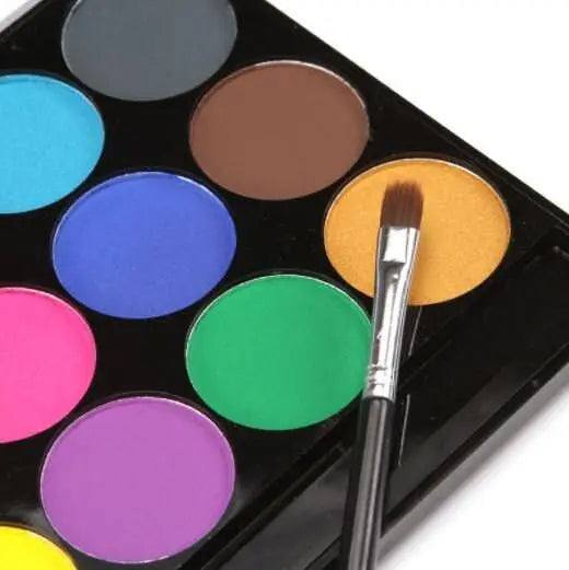 Water based face paint set pallet and brush body art