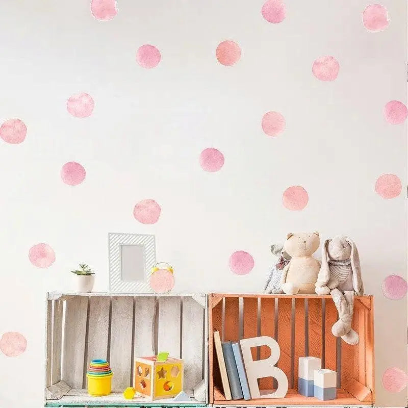 Watercolor dot stickers for walls nursery decor bedroom decal wall vinyl pink sticker