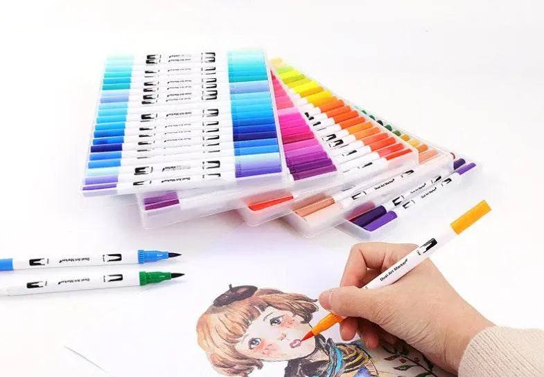 Watercolor Markers Dual Tip Coloring Marker Brush Pen Fine Point Color Pen Set
