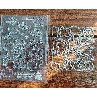 Little Witch Cutting Dies and Stamps Set for Cardmaking and Scrapbooking - Halloween DIY Crafting Tool - DiyCraftsProject