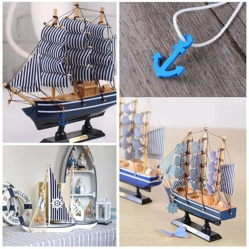 Anchor and Helm Wooden Pendants DIY Scrapbooking Home Decor Making Wood Buttons Hanging Pendant