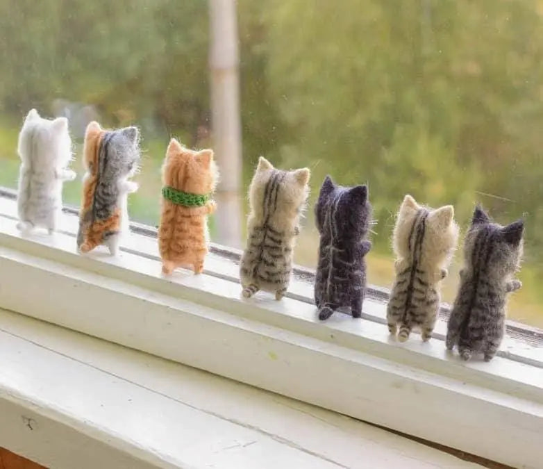 Wool Felt Cats DIY Doll Making Crafting Kit Needle Felting Set